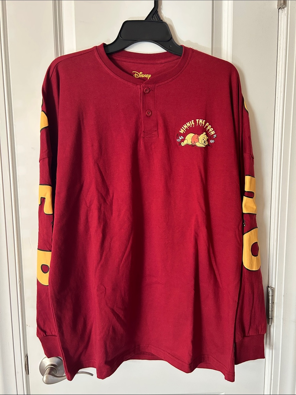 Winnie the Pooh Maroon Long Sleeve Henley Tee